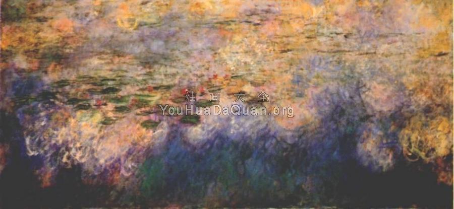 Reflections of Clouds on the Water-Lily Pond-Center Panel - 克劳德·莫奈